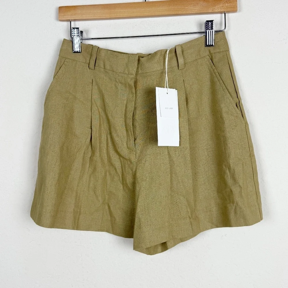 Zara Tan Linen Shorts Size XS